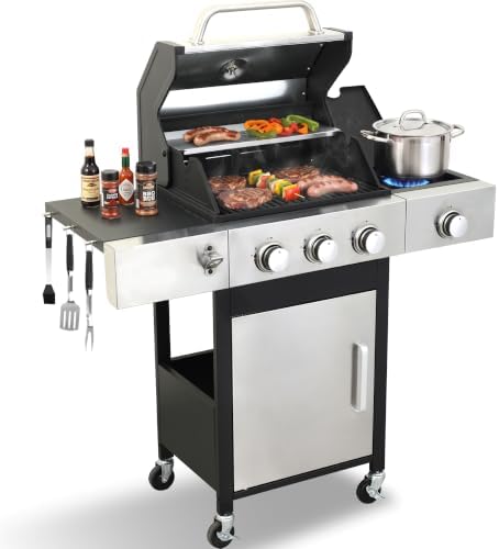 3-Burner Propane Gas Grill with Cast Iron Grates, 39,000 BTU by Unknown