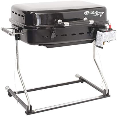 Flame King - YSNHT500 RV Or Trailer Mounted BBQ - Motorhome Gas Grill - 214 Sq Inch Cooking Surface - Adjustable Flame Controller, Black - Image 4