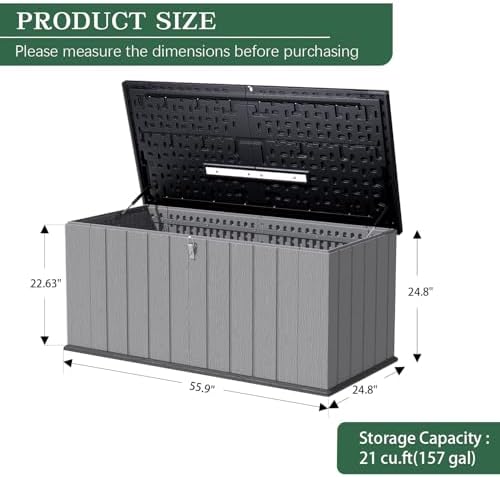Outdoor Storage Shed, Resin Waterproof Storage Cabinet, Large Deck Box - Image 2