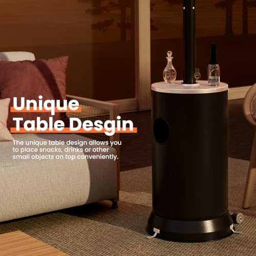 Pamapic Outdoor Propane Patio Heater, 2-in-1 Table Design, Double-Layer Stainless Steel Burner, with Heavy-Duty Waterproof Cover, Residential Use，Matte black - Image 3