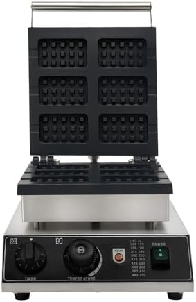 6-Slice Commercial Waffle Maker, 1500W Electric Waffle Machine, Stainless Steel Waffle Iron Baker with Non-Stick Coating, 122-572℉ Temperature Adjustable - Image 7