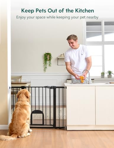 Babelio Extra Wide Dog Gate with Small Cat Door, CatPrivilege III, 29-55" - Image 5