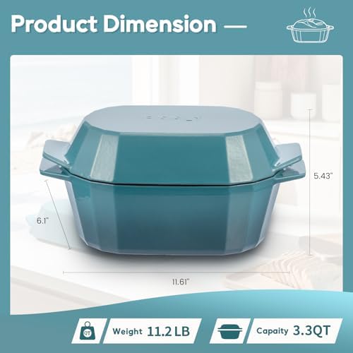 Enameled Cast Iron Dutch Oven for Bread Baking – 3QT Oval Round Heavy Duty Bread Pan with Lid, Non-Stick Ceramic Coating,Loaf Cast Iron Bread Oven for Sourdough, Baking, Roasting, Braising, Stovetop & Oven Safe - Image 2