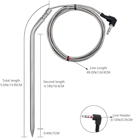 2 Pack Meat Probes for Camp Chef Grill with 2 Clips, 3.5mm Plug, PG24-28 - Image 3