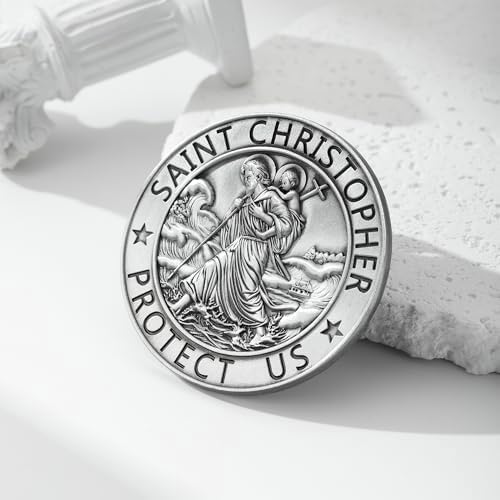 Guardian Angel Visor Clip for Car, St Christopher Medal for Car, Never Drive Faster Clip 2.95 Inch, Drive Safe Inspirational Gifts for Women Men (2pcs -1 Guadian Angel & 1 St. Christopher) - Image 3