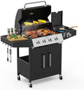 ROVSUN 4 Burner Propane Gas Grill with Side Burner, 58,000BTU BBQ Grills with Enameled Cast Iron Grates, Shelf & Cabinet for Outdoor Garden Patio Backyard Barbecue Cooking by ROVSUN