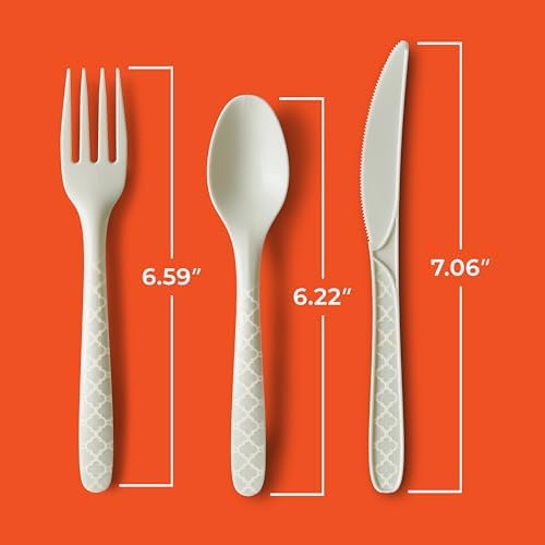 Hefty ECOSAVE Compostable Assorted Cutlery Set, 3 Pack, Utensils for BBQs, Tailgates, Camping, and Parties, Includes 8 Forks, 8 Spoons, and 8 Knives per pack, Compostable, Sustainable Design - Image 3