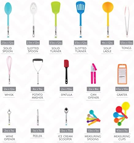 Kitchen Utensils Set, Cooking Utensil Set Kitchen Gadgets, Pots and Pans set Nonstick and Heat Resistant, 24 Pcs Nylon and Stainless Steel, Spatula Set, Apartment Essentials Kitchen Cookware Sets - Image 2