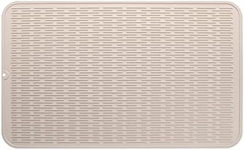 MicoYang Silicone Dish Drying Mat for Multiple Usage,Easy clean,Eco-friendly,Heat-resistant Silicone Mat for Kitchen Counter or Sink,Refrigerator or Drawer Liner Tapioca 3XL 28 inches x 18 inches by MicoYang