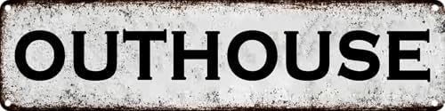 Outhouse Metal Sign 4x16in Rustic Bathroom Plaque for Cabin Yard House Toilet Wall Funny Home Farm Decor by Unknown