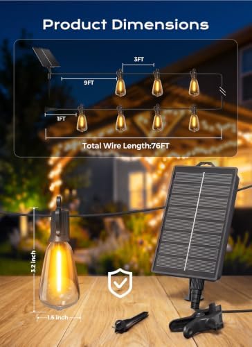 Brightown 76FT Solar String Lights Outdoor Waterproof, Last 30+ Hrs Runtime - Image 6
