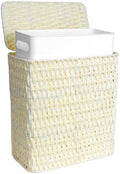 iEGrow Paper Rope Trash Can,Bathroom Trash Can with Lid, 3 Gallon Wicker Waste Basket with Removable Liner, for Bedroom, Living Room, Toilet, Under Sink Creamy White by iEGrow
