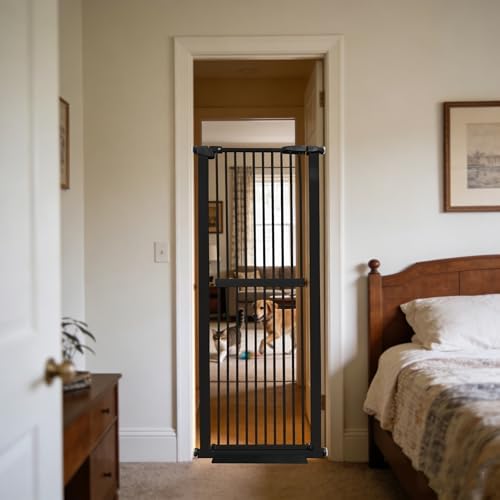 Lumizone 61.02" Extra Tall Pet Gate for Cat Dog 26.38"-30.11" Wide Black by Lumizone