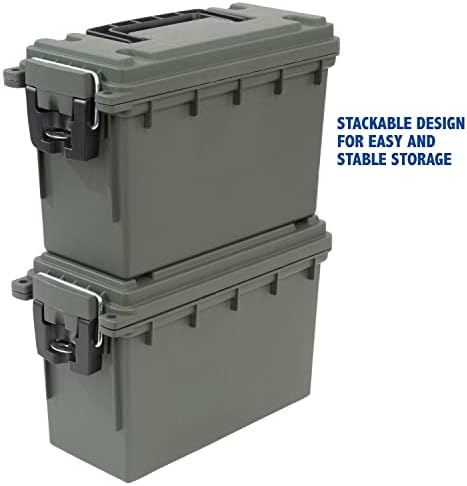 Sheffield 12626 Ammo Storage Box, Stackable .30 Cal Field Boxes, Water and Dust Resistant, Lockable Storage Box with Handle, Secures Hunting Gear, Supplies, and Bullets, Made in USA, Green(Pack of 6) - Image 6
