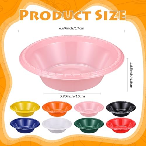 100 Pack 16oz Pink Disposable Plastic Bowls Dessert, Ice Cream, Salad, Soup Serving Cups for Party, Picnic, Food Snacks (Pink) - Image 2