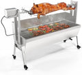 ROVSUN 46" Rotisserie Grill Kit, Pig Lamb Spit Roaster Stand Electric Rotisserie Grill 176 Lbs Capacity w/Wind Baffle Lockable Wheels Adjustable Height, BBQ Spit Rod for Outdoor Party Camping by ROVSUN