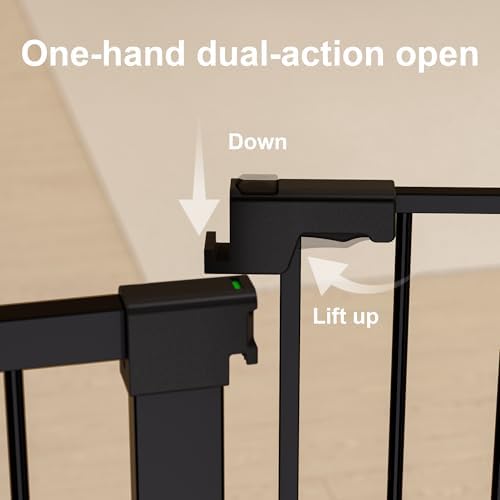 29-42 inches Metal Baby Gate for Stairs/Doorways, 30 inches Tall Pressure Mounted Pet Gates, Auto-Close Child Safety Gate, No Drilling Easy Walk-Through Dog Gate Indoor, Black - Image 6