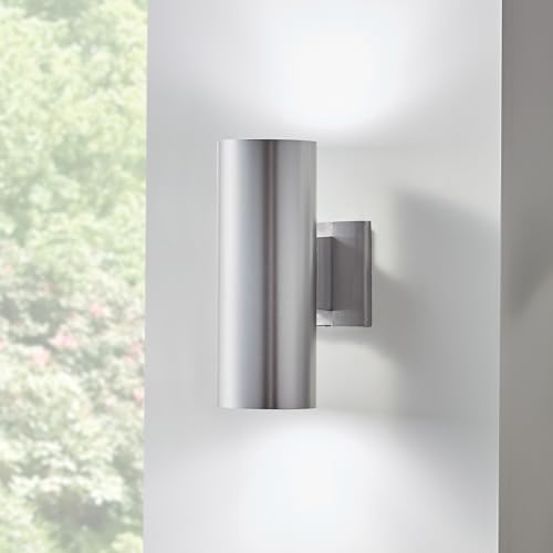 Kichler Cylinders 12" 2-Light Cylinder Outdoor Wall Sconce in Brushed Aluminum, (12" H x 4.75" W), 9244BA - Image 2