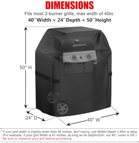 Grill Cover, 40 inch Heavy Duty BBQ Gas Grill Cover for Outdoor Grill, Waterproof, Weather Resistant, Anti-UV, Rip-Proof, Fade Resistant Barbecue Cover with Hook-and-Loop Straps for Most Grills - Image 2