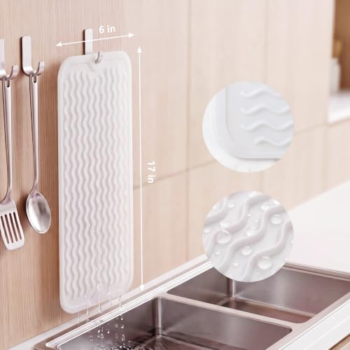 MicoYang Silicone Dish Drying Mat for Multiple Usage,Easy clean,Eco-friendly,Heat-resistant Silicone Mat for Kitchen Counter,Sink,Bar,Bottle,or Cup Translucent M 17 inches x 6 inches - Image 2