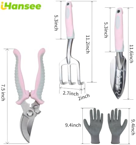 Pink Garden Tool Sets 4-Piece, Aluminum Gardening Hand Tool Kit - Image 2