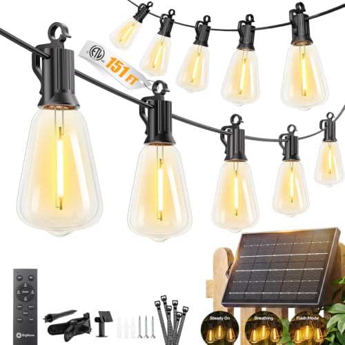 Brightown 151FT Solar String Lights Outdoor Waterproof, Last 30+Hrs Runtime by Brightown
