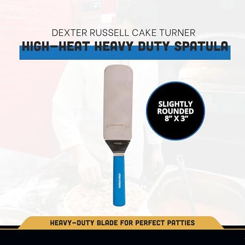 Dexter-Russell S286-8H-PCP Sani Safe Cake Turner | 8" x 3" Stainless Steel Blade | High Heat Resistant Blue Polypropylene Handle | NSF Certified | Made in USA - Image 2