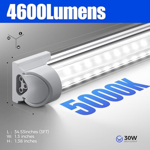 Barrina T8 LED Shop Lights, 3FT 30W 4600LM 5000K, High Output Tube, 6 Packs - Image 3