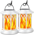 KOOPER Hanging Solar Lights Lantern Outdoor, 2 Pack Flickering Flames Solar Outdoor Lights, Solar Lanterns Outdoor Waterproof with Bigger Panel, Lanterns Decorative Outdoor for Garden Decor (White) by KOOPER