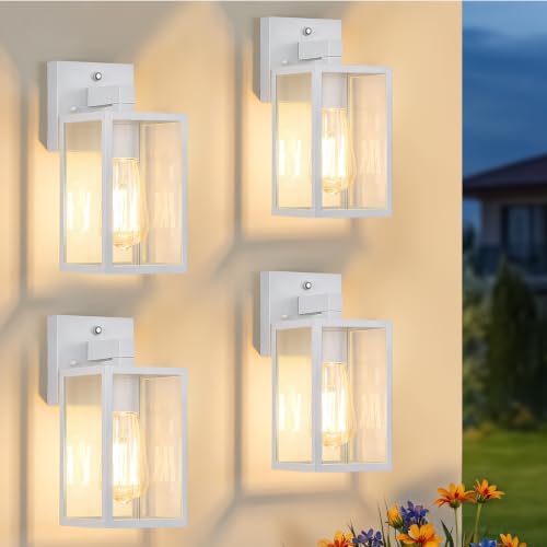 FOLKSMATE Plastic Dusk to Dawn Outdoor Wall Sconce White 4-Pack - Image 2