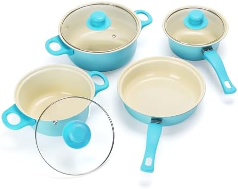 Non-Stick Cookware Set, 13 Piece Set Portable Lightweight Cast Iron Pots and Pans with Glass Lids and Nylon Utensils, Outdoor Camping Picnic Travel - Image 3