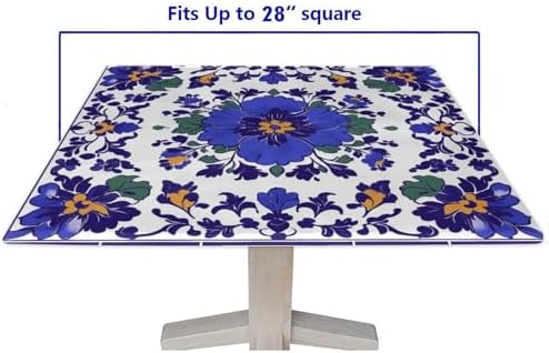 Fit Tablecoth, Mexican Talavera Pattern Printed on Fade Resistant Square Outdoor Table Covers, Suitable for Home Dining Camping BBQ, Fit for 28" x 28" Square Tables - Image 5
