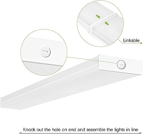 hykolity 4 Pack 4FT LED Wraparound Light 40W 4 Foot LED Shop Lights for Garage, [2-lamp 32W Fluorescent Equiv.] 4400lm 4000K Wrap Light, Flushmount Office Ceiling Light Fixture ETL Listed - Image 4