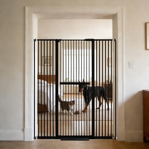 Lumizone 61.02" Extra Tall Pet Gate for Cat Dog 30.12"-59.24" Wide Black by Lumizone