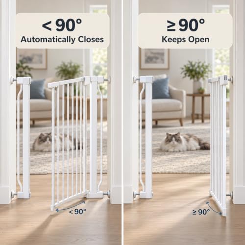 Extra Tall Baby and Dog Gate, 40.55" H, 73.62"-80.70" W, White - Image 5