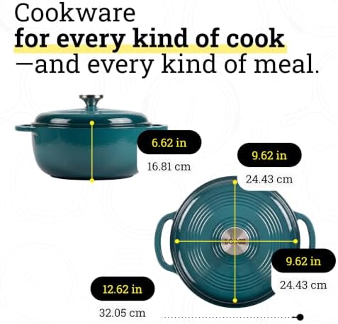 Lodge Essential Enamel Cast Iron Dutch Oven, 4.5 Quart, Lagoon - Image 6