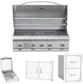Bullet by Bull Stainless Steel Outdoor - Built-In Natural Gas Grill -Outdoor Kitchen Island Bundle - Includes 5 Burner BBQ, Side Burner Double Access Door & Double Storage Drawer by Unknown