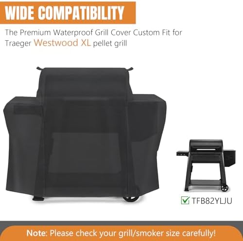 Outdoor Heavy Duty Waterproof Grill Cover for Traeger Westwood XL Wood Pellet Grill,Fade Resistant Grill Cover for Westwood XL 823 Accessories,BBQ Cover Parts for Traeger Smoker Grill Cover - Image 2