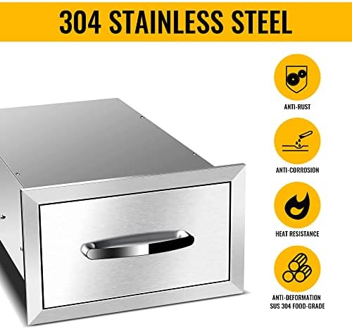Outdoor Kitchen Drawers, 14W X 8.5H X 23D Stainless Steel Single Access Drawers with Handle for Outdoor Kitchen Island - Image 3