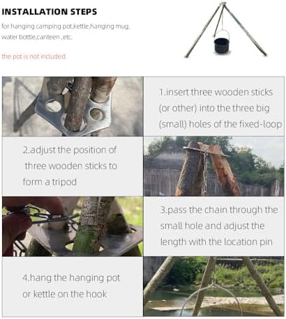 Stainless Steel Camping Tripod Board,Turn Branches into Campfire Tripod - Image 4