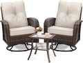 wildformers Luxury Outdoor Swivel Wicker Glider Patio Chairs with Table Set by wildformers