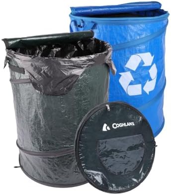 Coghlan's Pop-Up Lightweight Trash & Recycle Can – Collapsible Dual-Purpose Bin for Camping, RV, and Travel – Durable, Compact, and Easy to Store – 29.5 Gallon by Coghlans