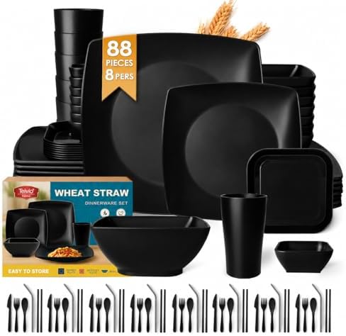 Teivio 88-piece Flatware Plates and Bowls Sets for 8,Kitchen Dinnerware Set by Teivio