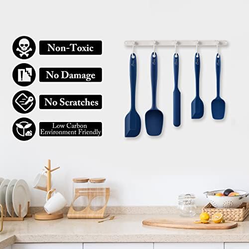 HOTEC Silicone Rubber BPA-Free Spatula Set, Set of 5, Classic Blue - Image 5