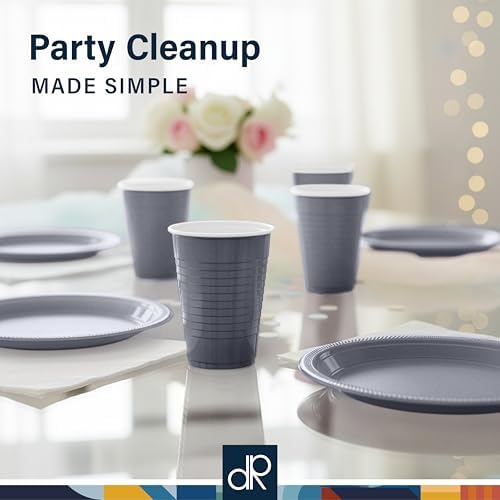 DecorRack Gray Plastic Cups, 12 oz Disposable Cups, Reusable Party Supplies (40 Count) - Image 7