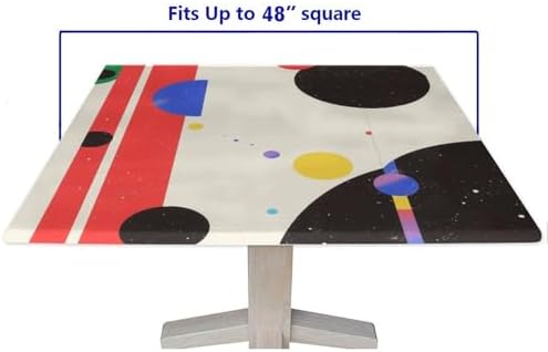 Elastic Table Cloth, Modern Minimalism Pattern Printed on Oilproof Furniture Cover Square, Great for Outdoor Picnics Patio Lunch, Fit for 48" x 48" Square Tables - Image 5