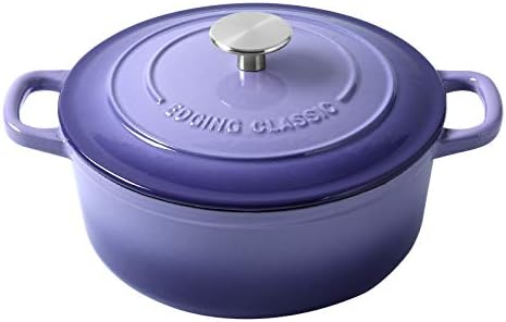 EDGING CASTING Enameled Cast Iron Duch Oven, 5.5 Quart Round Dutch Ovens Pot with Lid, Dual Handle for Bread Baking, Purple by EDGINGCOOKWARE