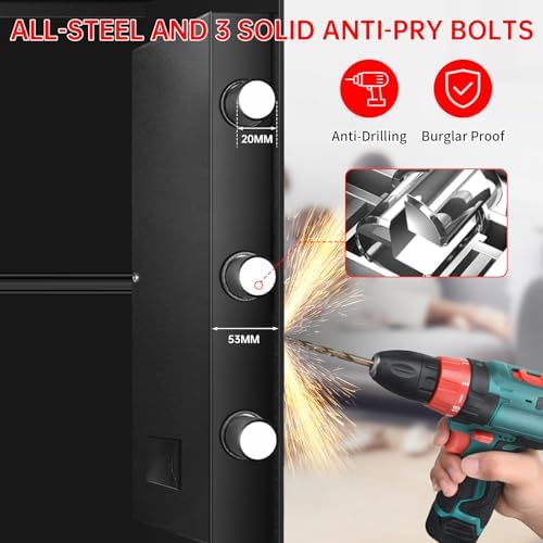 3.4 Cubic Home Safe Fireproof Waterproof, Fire Safe Box for Home with Digital Keypad, Key Lock and Alarm System, Anti-theft Security Safes Water and Fireproof for Document Medicine Money Valuables - Image 3