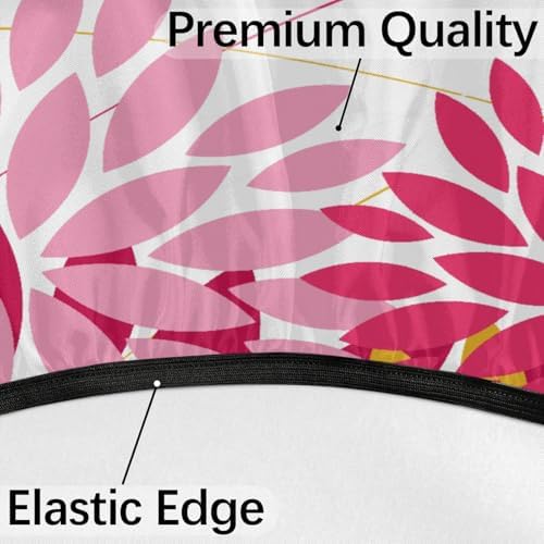 Round Tablecloth with Umbrella Hole and Zipper Elastic Fitted Table Cloth 36"-44" Oil-Proof Waterproof Patio Table Cover for Outdoor Picnic Party, Spring Summer Geometric Elegant Pink Yellow - Image 4