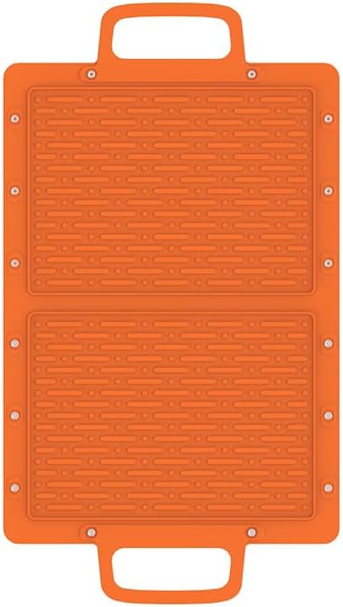 Large Silicone Grill Mat, Heat Resistant Non-Slip BBQ Mat, Foldable Grill Side Shelf Pad with Snap Buttons, Food-Grade, Convertible Storage Bag for BBQ Utensils & Accessories, Orange by YOUCHNEGZHIFAN